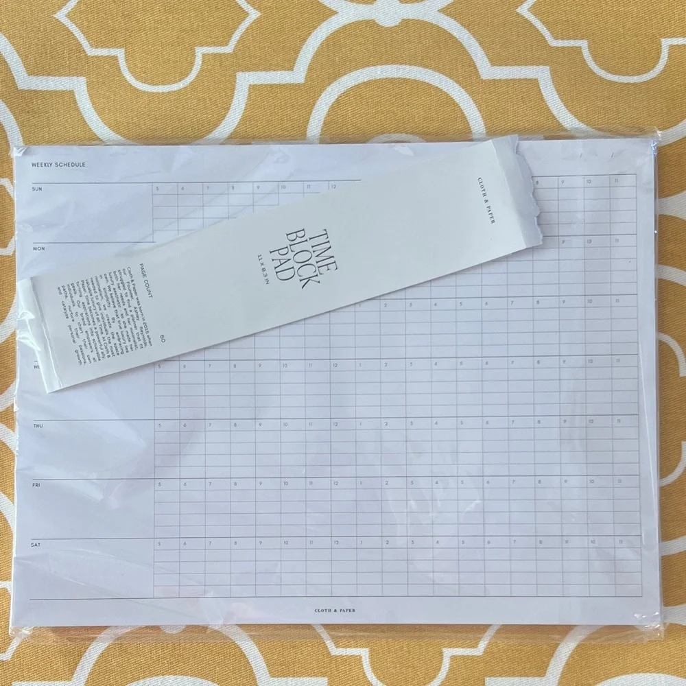 Clover & Pine Time Block Pad - White